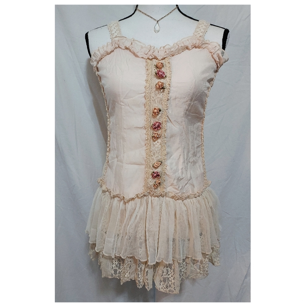 Pretty Angel Ruffled Lacey Rose Victorian Tunic